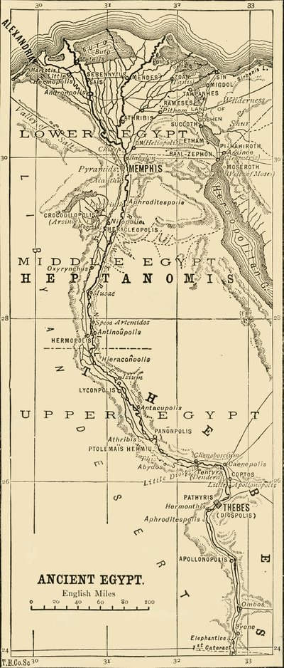 Karte des alten Ägypten, 1890 von Unbekannt