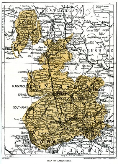 Karte von Lancashire von Unbekannt