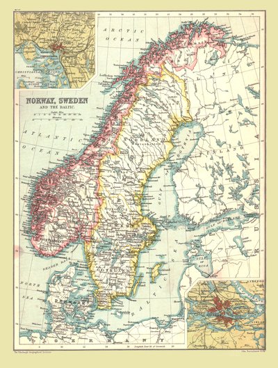 Karte von Norwegen und Schweden, 1902 von Unbekannt
