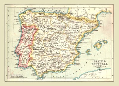 Karte von Spanien und Portugal von Unbekannt