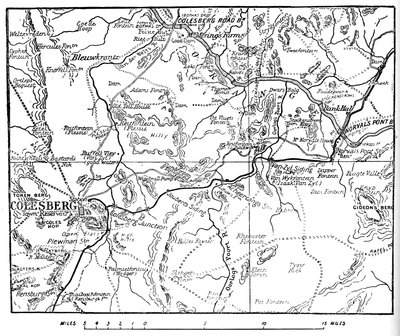 Karte zur Veranschaulichung der Operationen um Colesberg, 1902 von Unbekannt