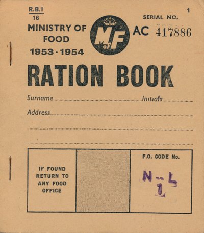 Lebensmittelrationierungsbuch des Ministeriums für Ernährung, 1953-1954 von Unbekannt
