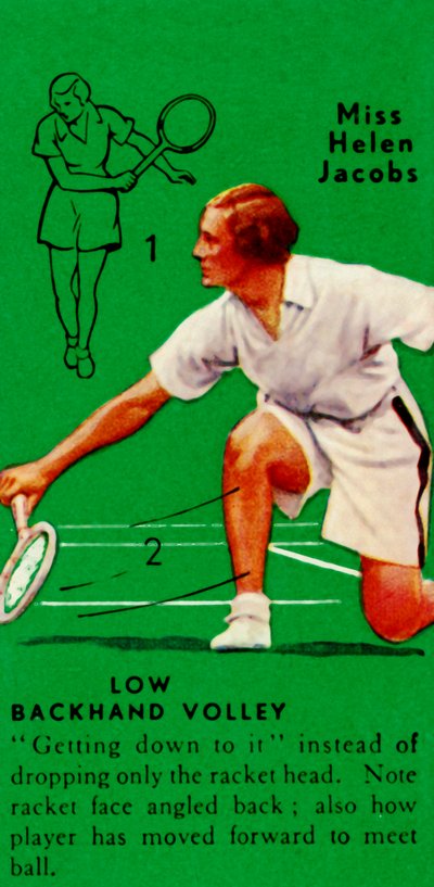 Miss Helen Jacobs - Tiefer Rückhandvolley, um 1935 von Unbekannt