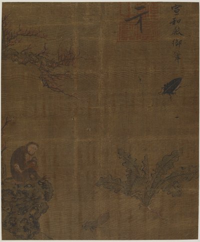 Affen, Insekten und Kohl, möglicherweise Ming-Dynastie, 1368-1644 von Unbekannt