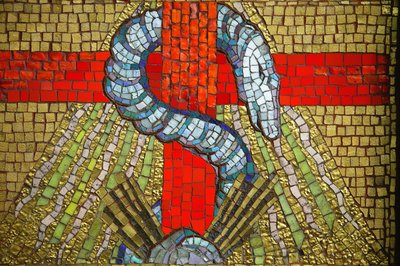 Mosaik. Saint Blaise Kirche. Die Schlange Vichy Frankreich von Unbekannt