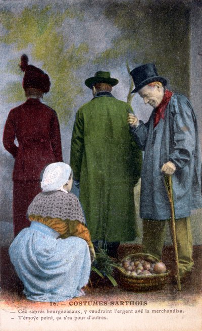 Einheimische Tracht von Sarthe, um 1900 von Unbekannt