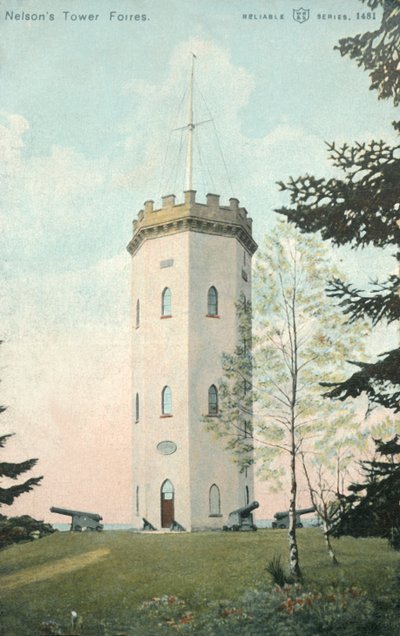 Nelsons Turm, Forres, spätes 19. - frühes 20. Jahrhundert von Unbekannt