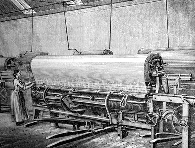 Netzwebstuhl in der Stuarts-Fabrik, um 1880 von Unbekannt