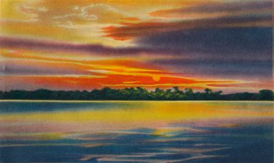 Abenddämmerung am Magdalena-Fluss, Barranquilla, um 1940er Jahre von Unbekannt