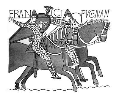 Normannische Ritter, Teppich von Bayeux, ca. 1070er Jahre von Unbekannt