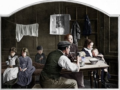 Altes Zimmer in Slumland, London, um 1900-1901 von Unbekannt