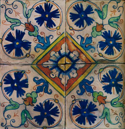 Ornamentale niederländische Fliesen, italienischer Einfluss, um 1600 von Unbekannt