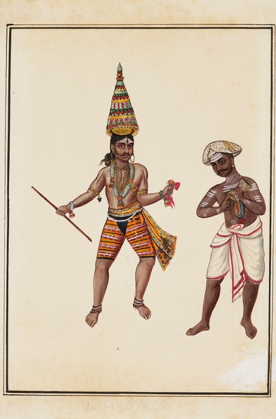 Paar männliche Tempeltänzer, 1820-1825 von Unbekannt