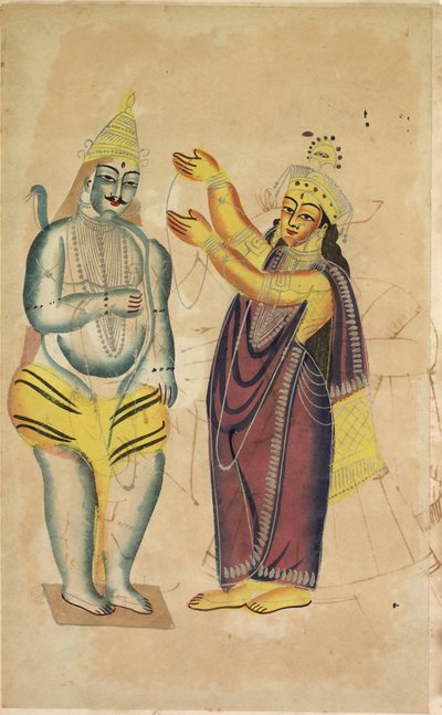 Parvati legt Shiva einen Hochzeitskranz an, 1800er Jahre von Unbekannt