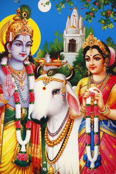 Bild der hinduistischen Götter Radha & Krishna, Indien von Unbekannt