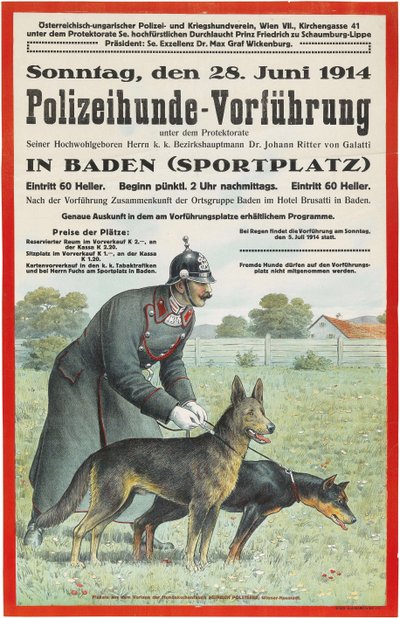 Vorführung von Polizeihunden in Baden, 1914 von Unbekannt