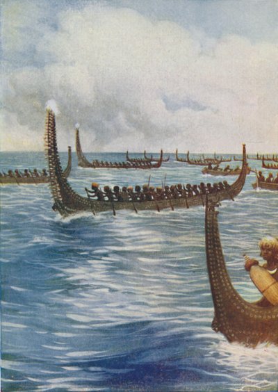 Polynesische Kriegskanus, 1924 von Unbekannt