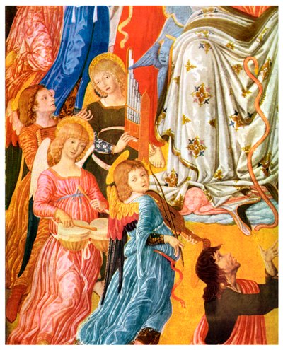 Portativorgel und Kesselpauken, ca. 1474, 1956 von Unbekannt