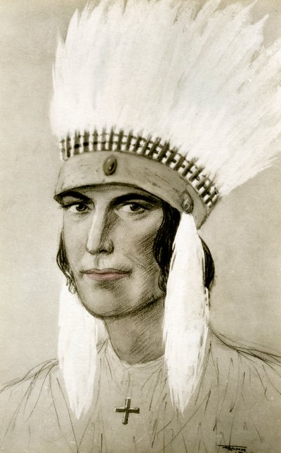 Porträt eines amerikanischen Indianers, 20. Jahrhundert von Unbekannt