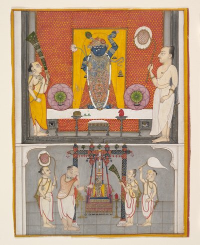 Priester vor Shri Nathji, ca. 1820 von Unbekannt