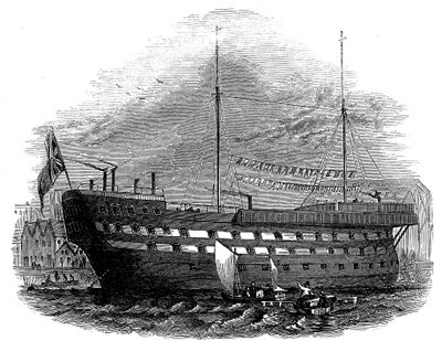 Gefängnisschiff Warrior in Woolwich, London, 1848 von Unbekannt