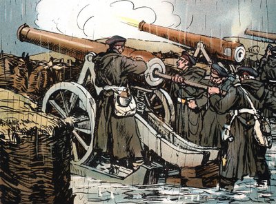 Preußische Artilleriebatterie im Einsatz, Deutsch-Französischer Krieg, 1870-1871 von Unbekannt
