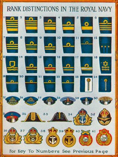 Rangabzeichen in der Royal Navy, um 1919 von Unbekannt