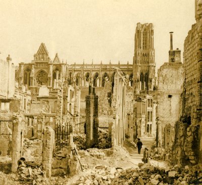 Kathedrale von Reims, Reims, Nordfrankreich, um 1914-1918 von Unbekannt