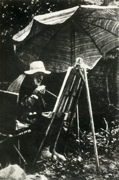 Renoir malt im Freien, um 1910er Jahre von Unbekannt