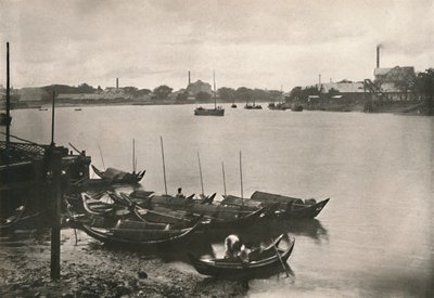 Reismühlen am Poozoondoung Creek, Rangoon von Unbekannt