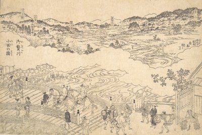 Fluss von Omue und Brücke von Oda, 1700 von Unbekannt