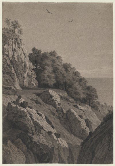 Felsige Klippe an einer Küste, ca. 1850-1860 von Unbekannt