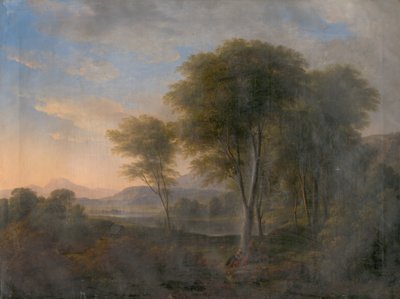 Romantische Landschaft mit Baum im Hintergrund von Unbekannt