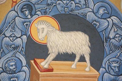 Opferlamm. Saint-Antoine-le-Grand orthodoxe Kirche Saint-Laurent-en-Royans Frankreich von Unbekannt