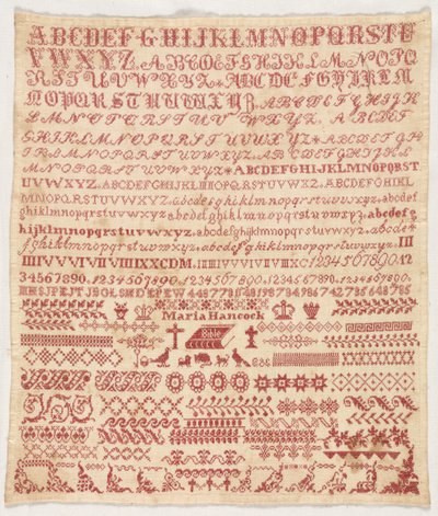 Stickmustertuch, 1800er Jahre von Unbekannt