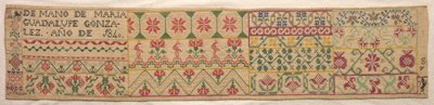 Stickmustertuch, 1840 von Unbekannt
