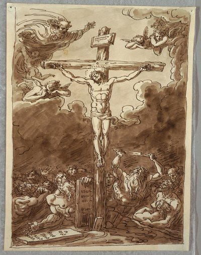 Skizzenbuch-Folio, Die Kreuzigung, Studie nach Ludovica Carracci von Unbekannt