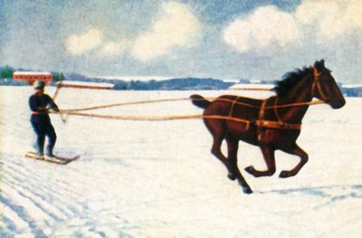 Skijöring in Schweden, um 1928 von Unbekannt