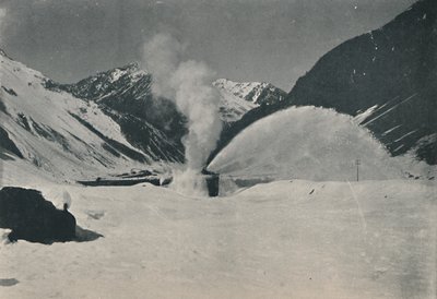 Schneepflug im Einsatz in den Anden, 1916 von Unbekannt