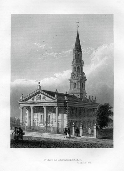 St. Pauls Kapelle, Broadway, New York, 1855 von Unbekannt