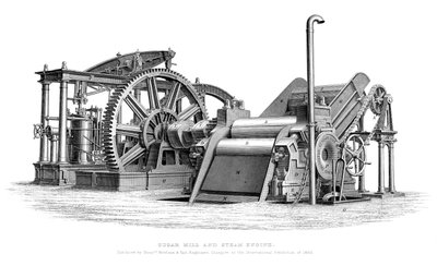 Zuckerfabrik und Dampfmaschine, 1866 von Unbekannt