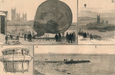 Der versuchte Ballonflug über den Kanal, 1882 von Unbekannt