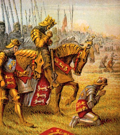 Die Schlacht von Azincourt, 1415, um 1850 von Unbekannt