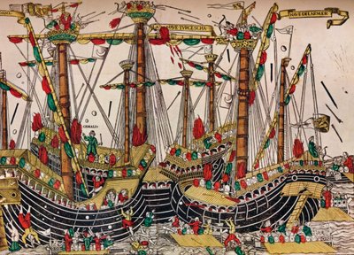 Die Schlacht von Zonchio Navarino, ca. 1499 von Unbekannt