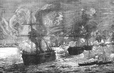 Die Bombardierung von Alexandria, 1882, um 1882-85 von Unbekannt
