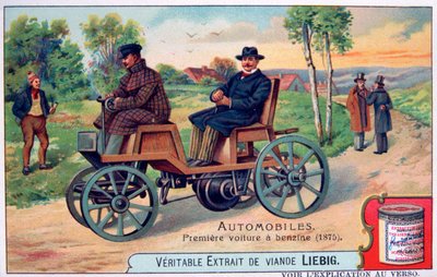 Das erste Benzinautomobil, 1875, um 1900 von Unbekannt