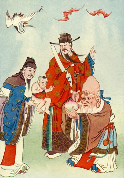 Die Götter des Glücks, des Amtes und der Langlebigkeit, 1922 von Unbekannt