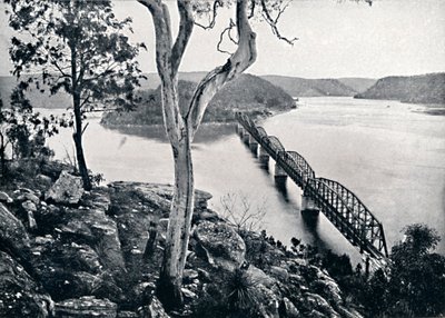 Der Hawkesbury River und die Brücke, um 1900 von Unbekannt