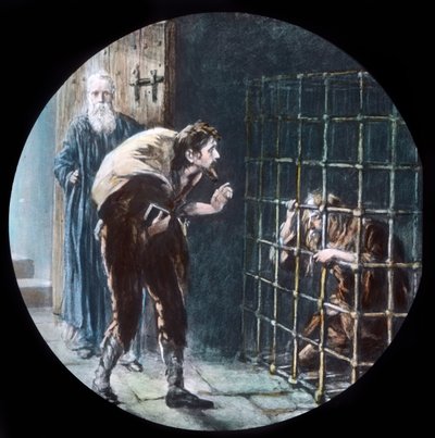 Der Mann im Käfig, ca. 1910 von Unbekannt