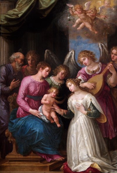 Die mystische Hochzeit der heiligen Katharina, 17. Jahrhundert von Unbekannt